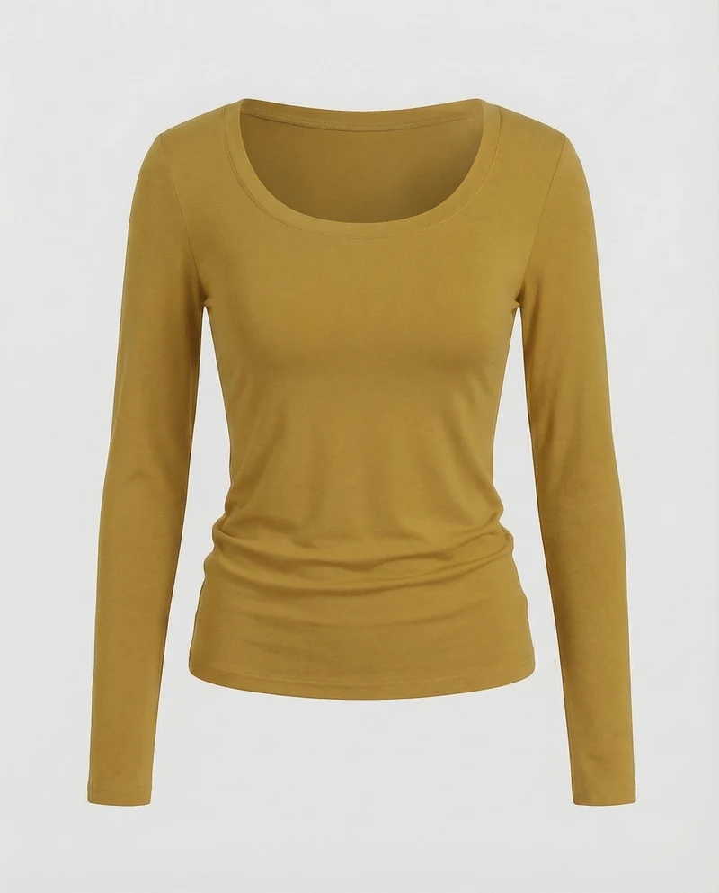 Damen Figurbetonte Stretch Modaljersey Langarmshirt
