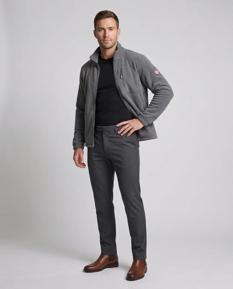Herren Fleecejacke mit hohem Kragen Nord Taschen