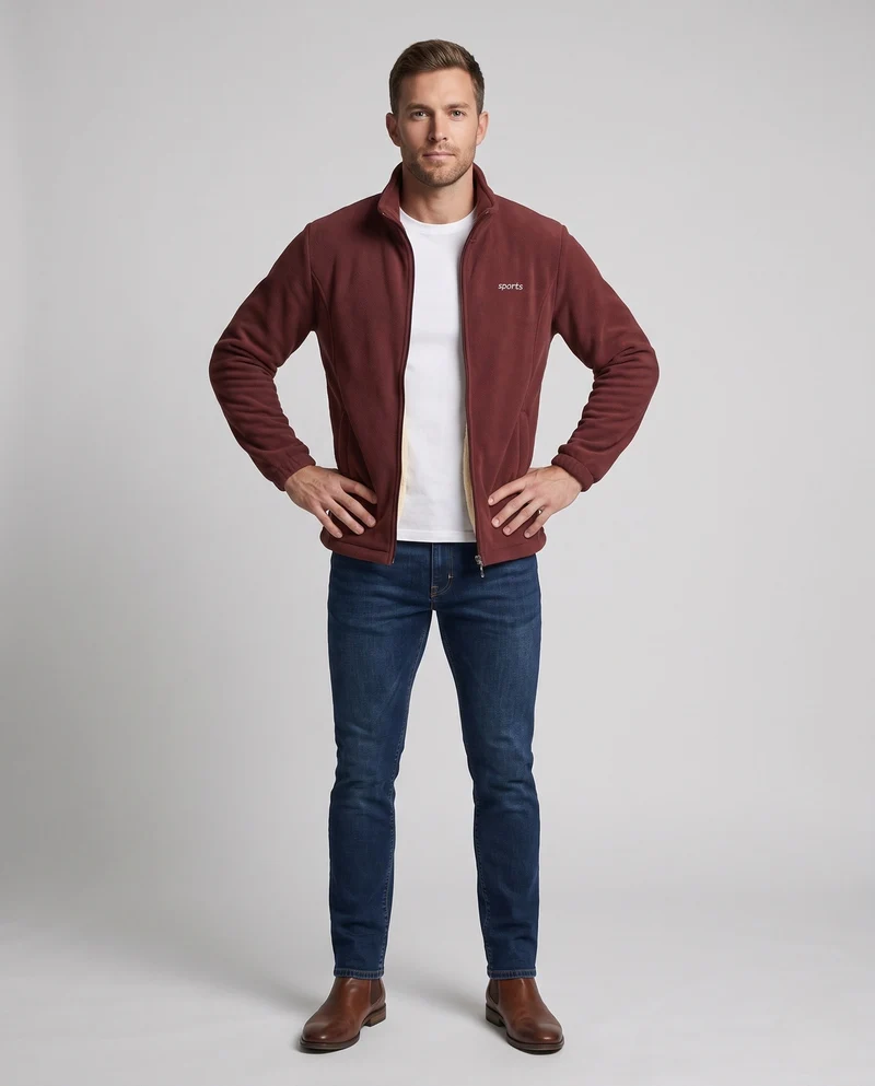 Herren Fleecejacke mit Stehkragen Nord Taschen