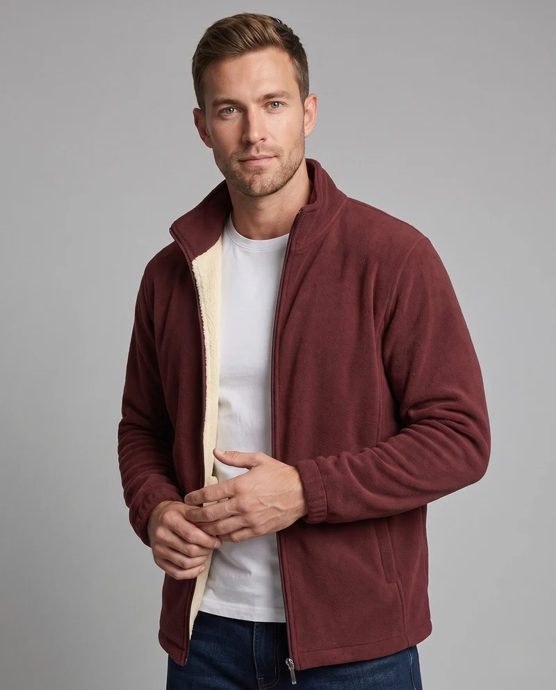 Herren Fleecejacke mit Stehkragen Nord Taschen