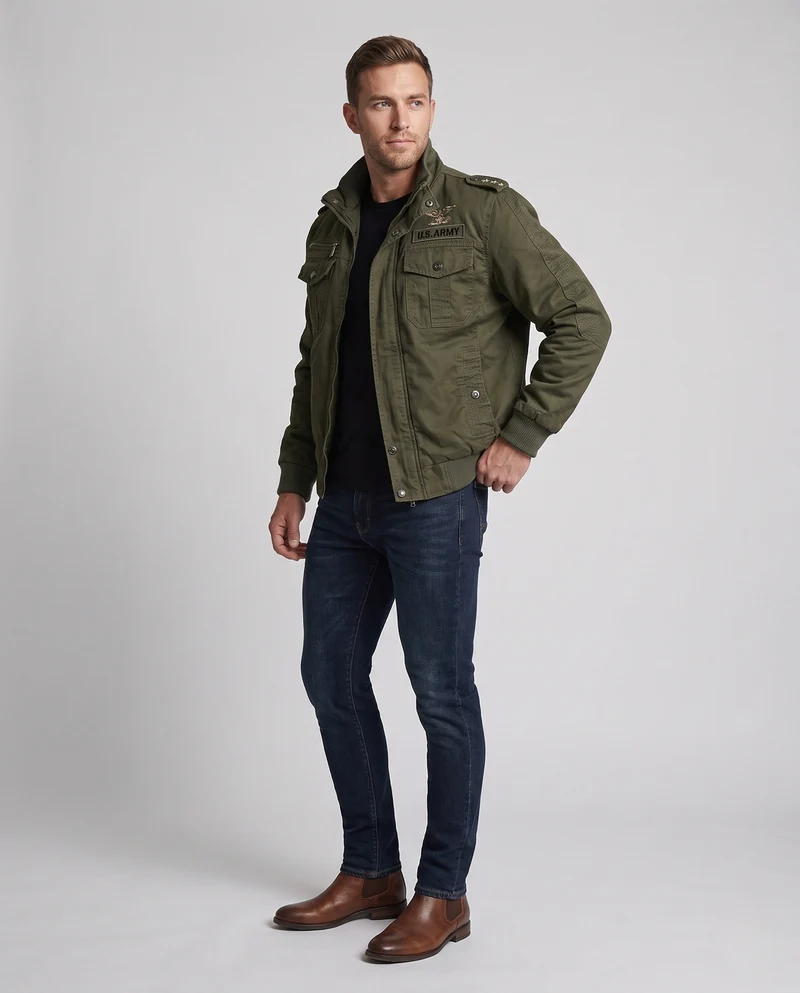 Herren Gefütterte Utility-Jacke Nord Taschen
