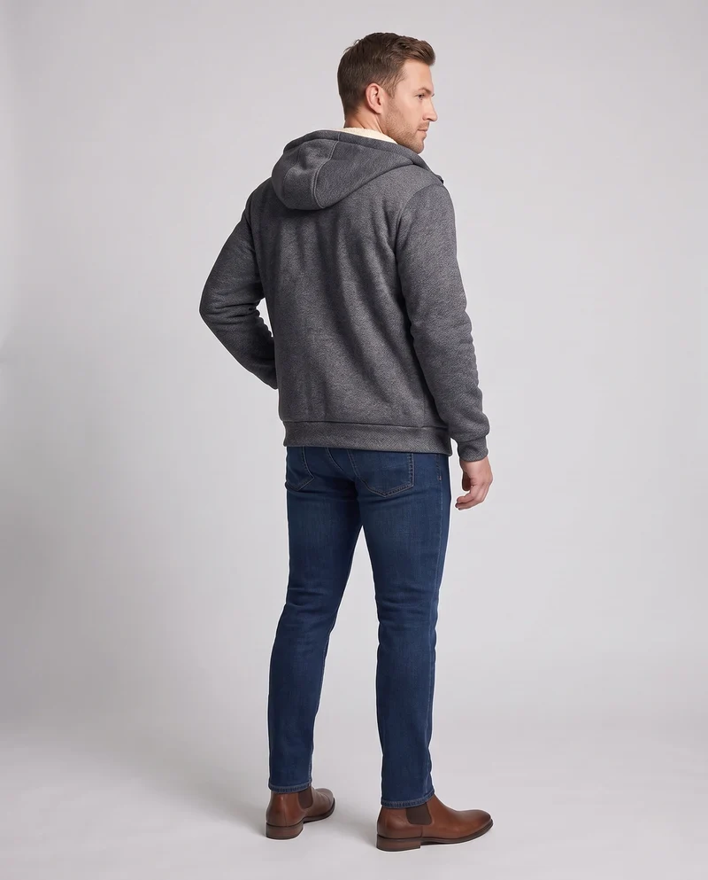Herren Gemütliche Fleecejacke mit Kapuze Nord Taschen