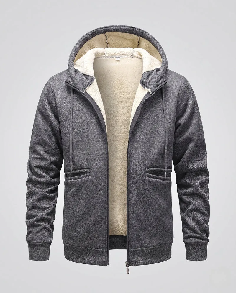 Herren Gemütliche Fleecejacke mit Kapuze Nord Taschen