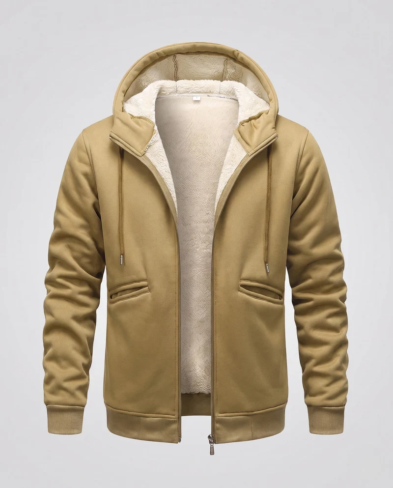 Herren Gemütliche Fleecejacke mit Kapuze Nord Taschen