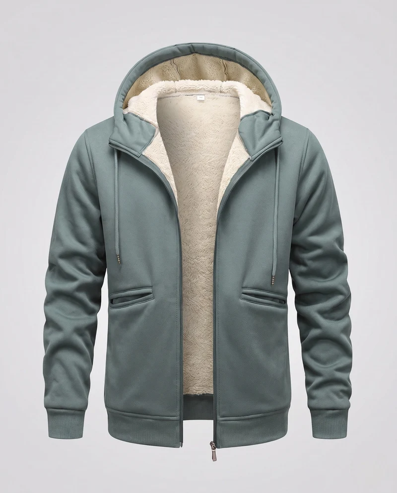 Herren Gemütliche Fleecejacke mit Kapuze Nord Taschen