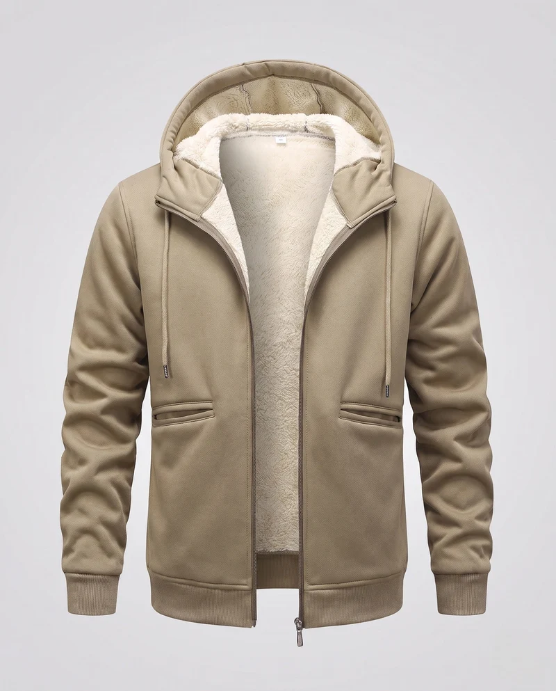 Herren Gemütliche Fleecejacke mit Kapuze Nord Taschen