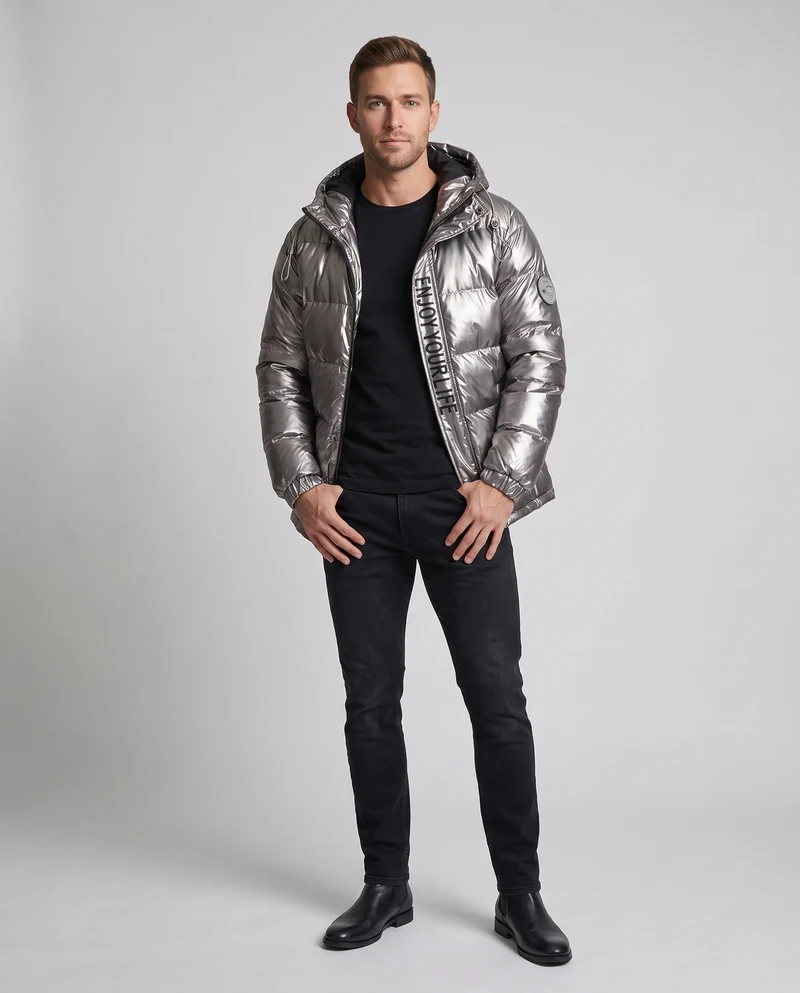 Herren Hochglänzende Steppjacke Nord Taschen