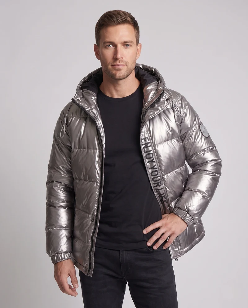 Herren Hochglänzende Steppjacke Nord Taschen