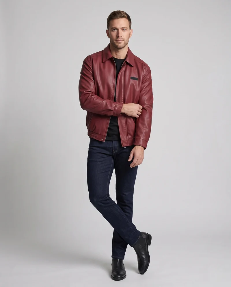 Herren Modische Kunstlederjacke mit komfortabler Passform Nord Taschen
