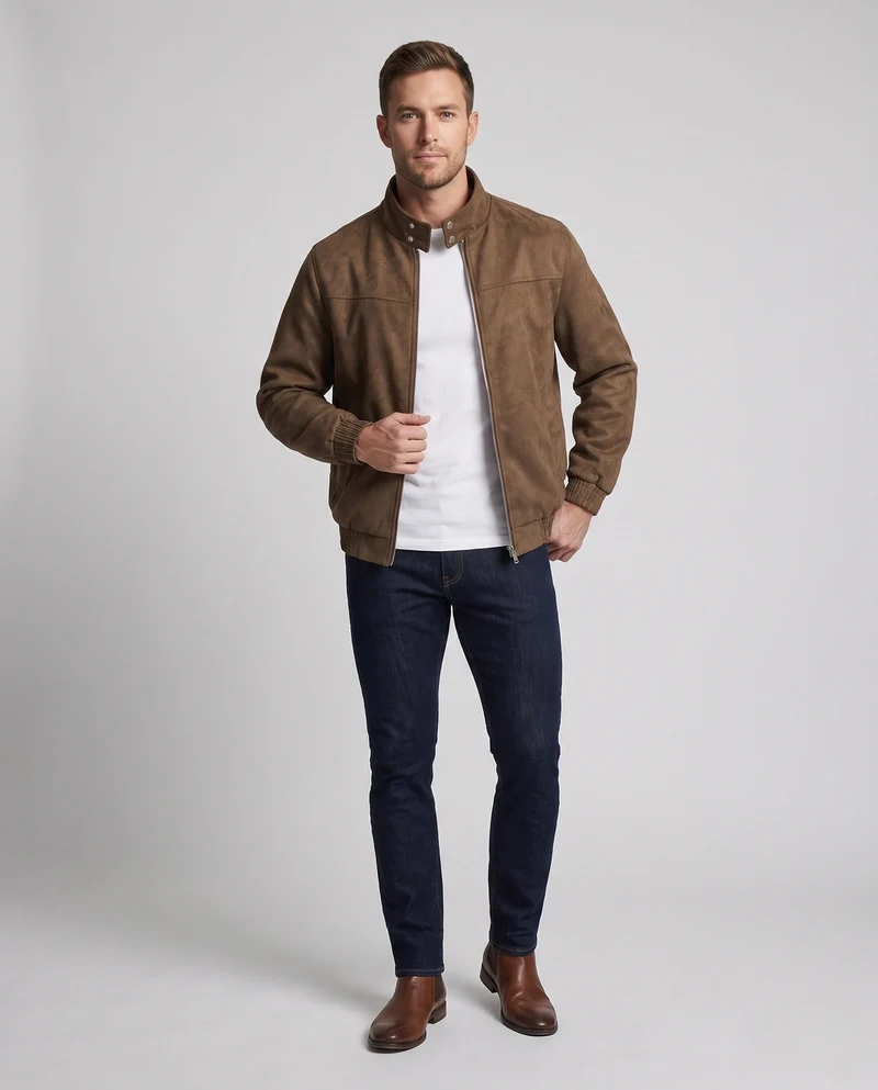 Herren Modische Kunstlederjacke mit praktischem Reißverschluss Nord Taschen