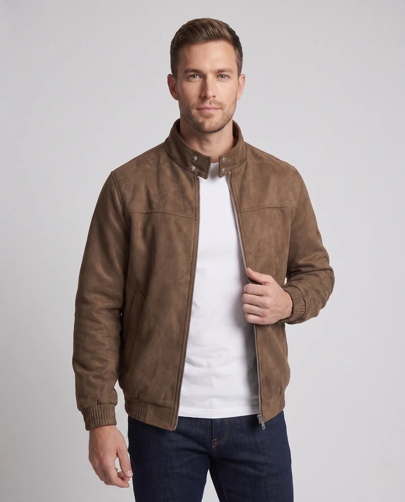Herren Modische Kunstlederjacke mit praktischem Reißverschluss Nord Taschen