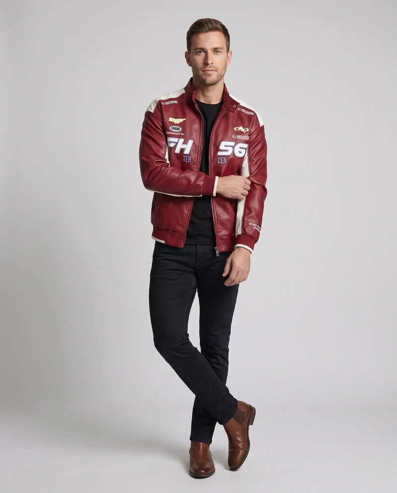 Herren Modische Kunstlederjacke mit praktischen Details Nord Taschen