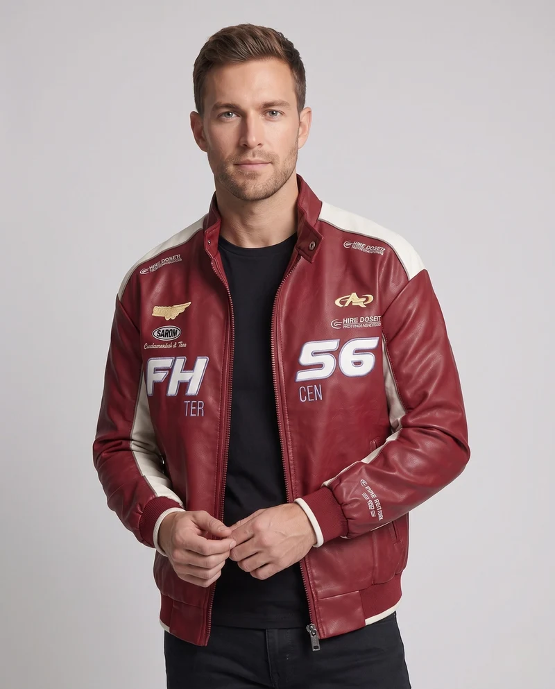 Herren Modische Kunstlederjacke mit praktischen Details Nord Taschen