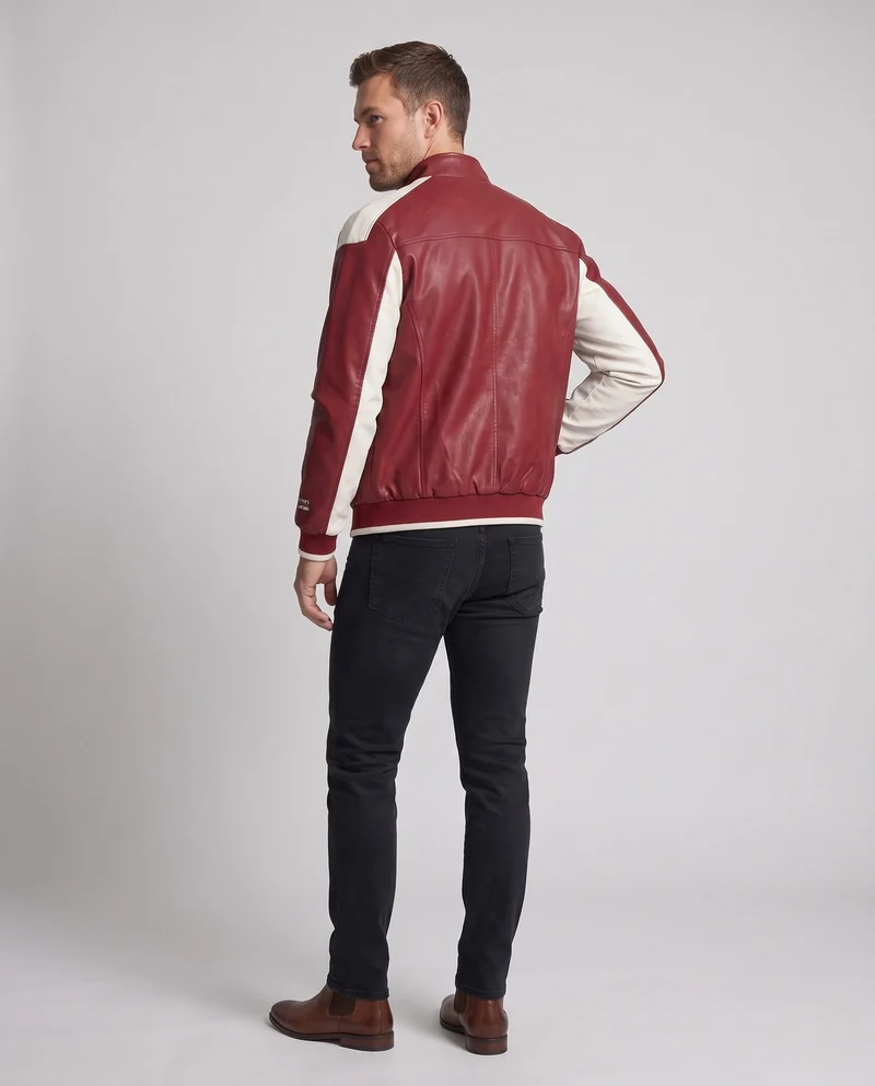 Herren Modische Kunstlederjacke mit praktischen Details Nord Taschen