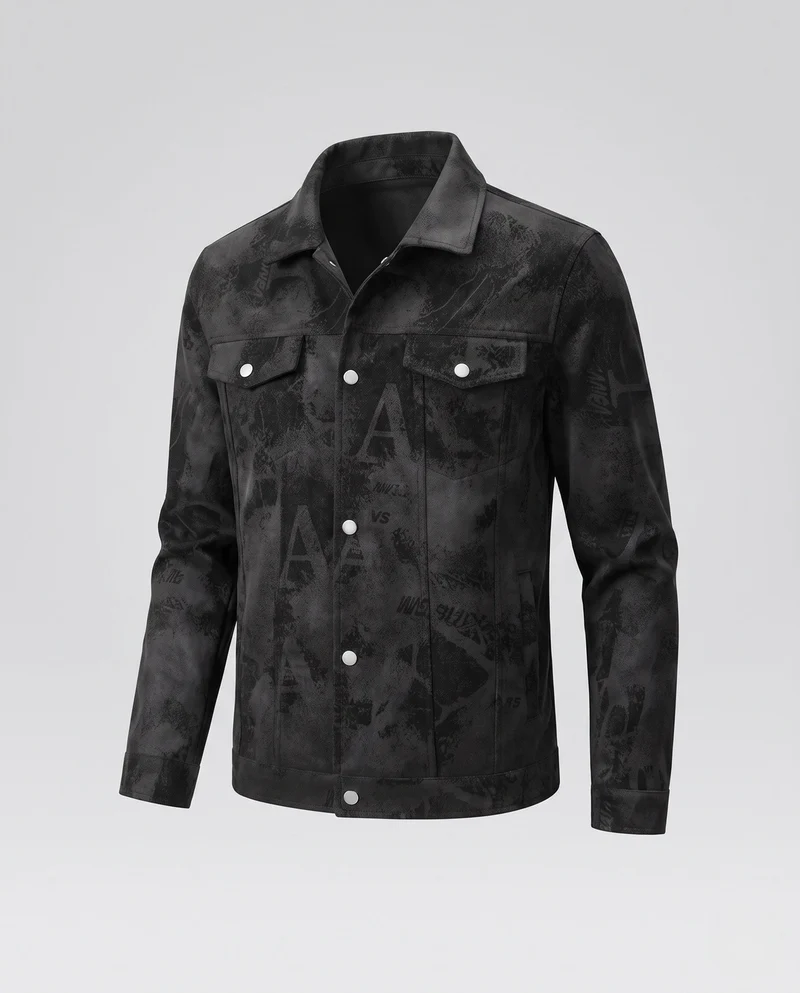 Herren Modische Kunstlederjacke mit praktischen Druckknöpfen Nord Taschen