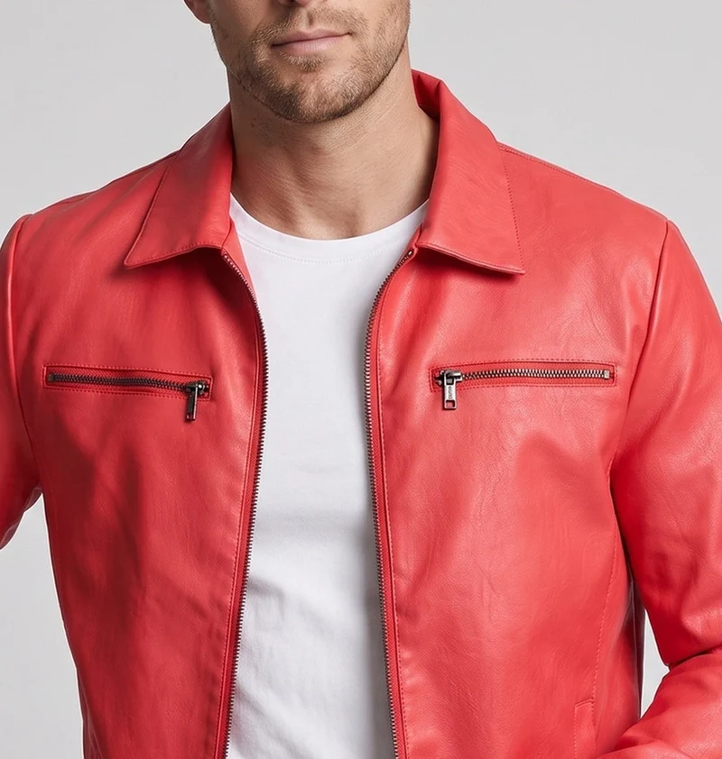 Herren Modische Kunstlederjacke mit praktischen Reißverschluss-Taschen Nord Taschen