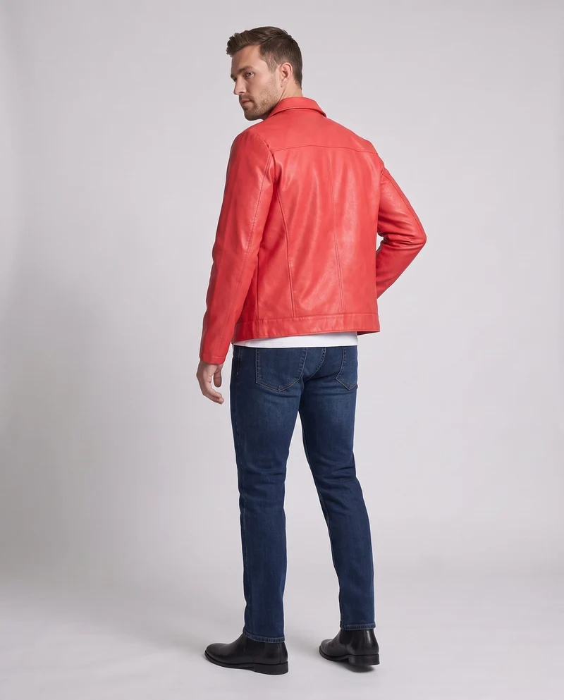 Herren Modische Kunstlederjacke mit praktischen Reißverschluss-Taschen Nord Taschen
