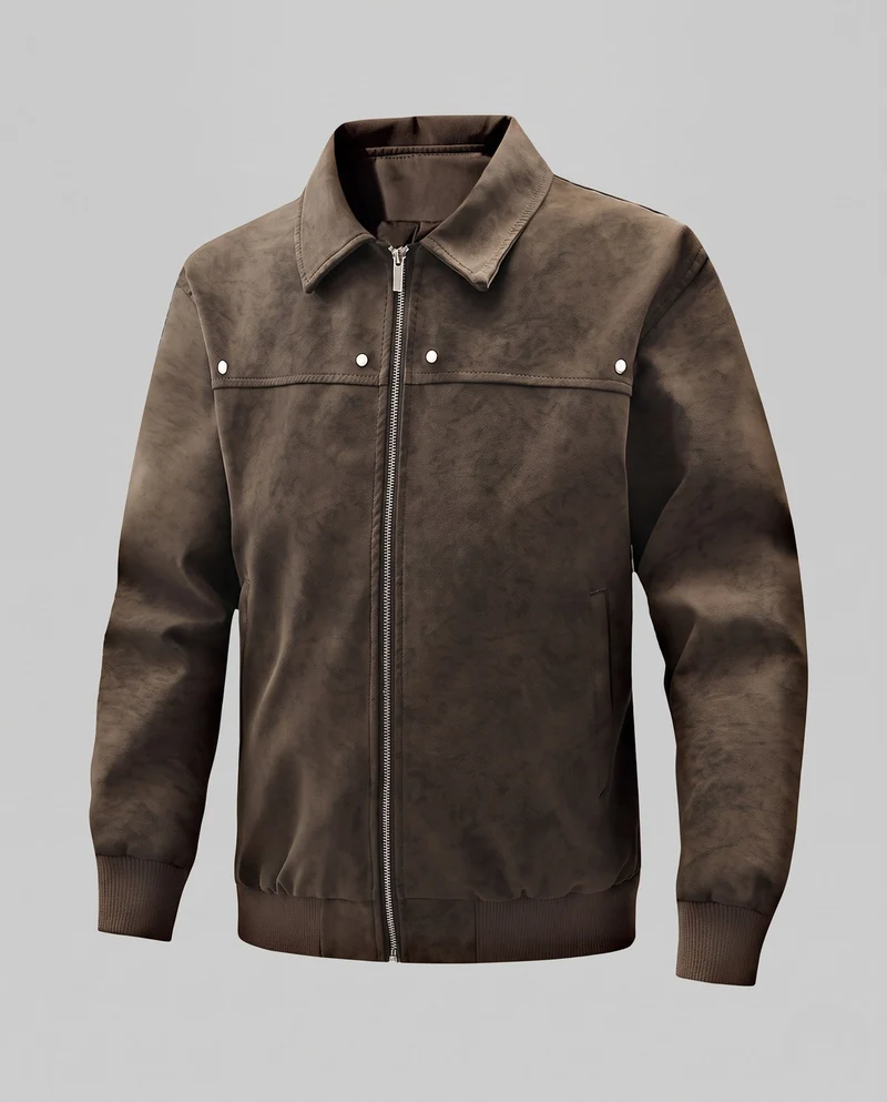 Herren Modische Kunstlederjacke mit praktischen Reißverschlusstaschen Nord Taschen