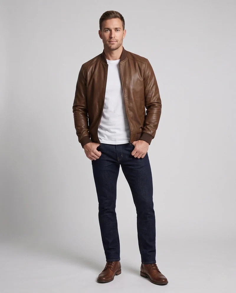 Herren Modische Kunstlederjacke mit sportlichem Design Nord Taschen