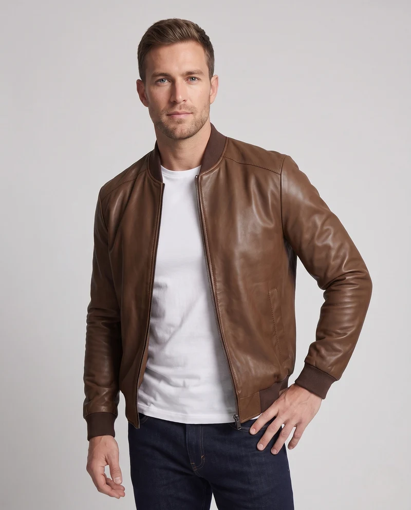 Herren Modische Kunstlederjacke mit sportlichem Design Nord Taschen