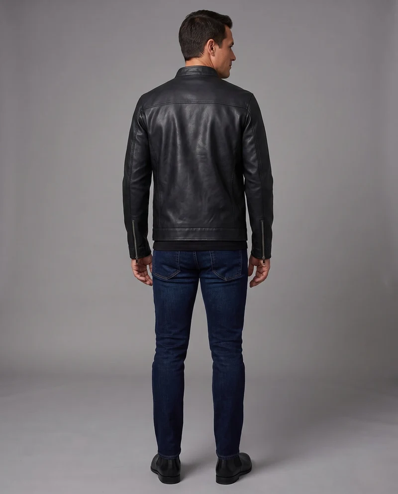 Herren Modische Kunstlederjacke mit Stehkragen Nord Taschen 1788321813