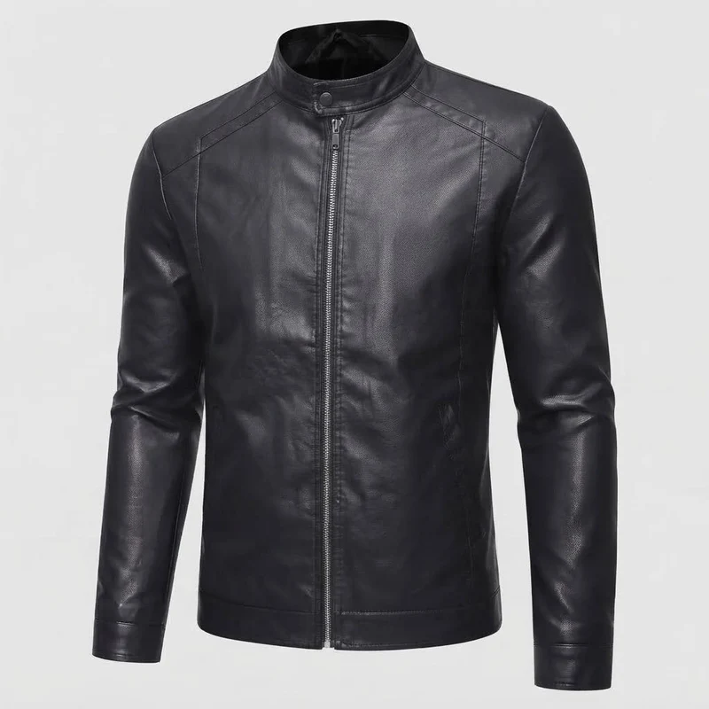 Herren Modische Kunstlederjacke mit Stehkragen Nord Taschen 1788321813