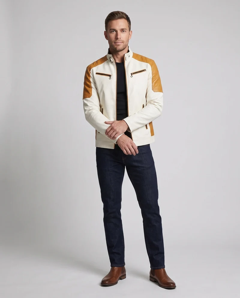 Herren Modische Kunstlederjacke mit Steppdetails Nord Taschen 1788322039