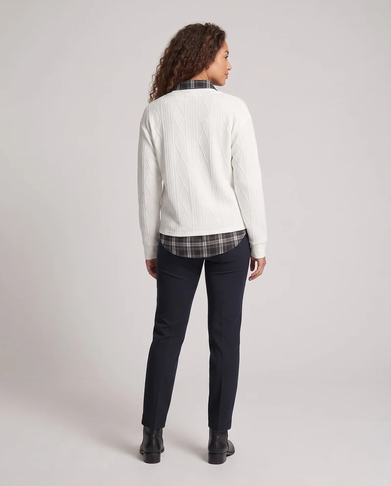 Damen Komfortabler Pullover mit integriertem Hemd Nord Taschen