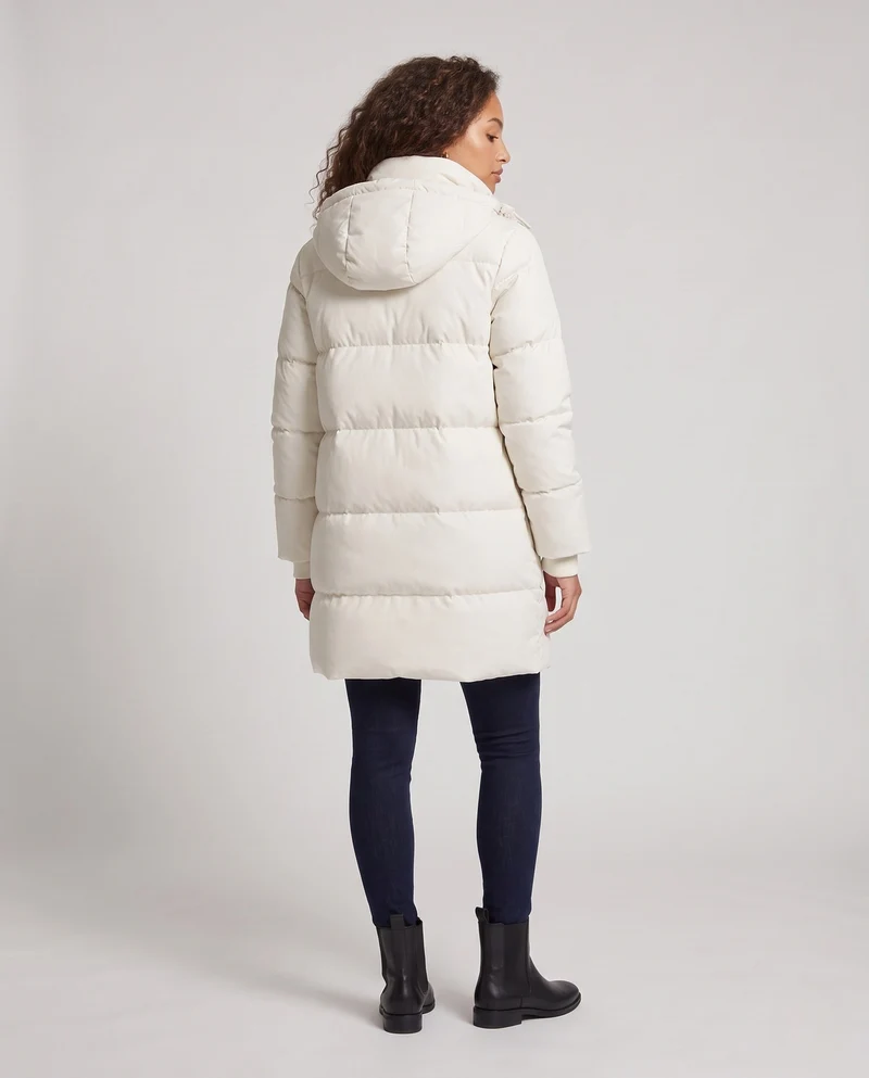 Damen Lange Steppjacke mit Kapuze Nord Taschen
