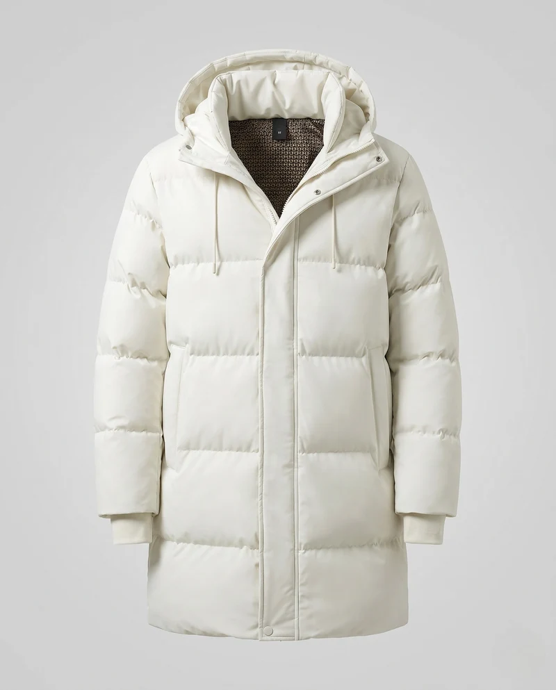 Damen Lange Steppjacke mit Kapuze Nord Taschen