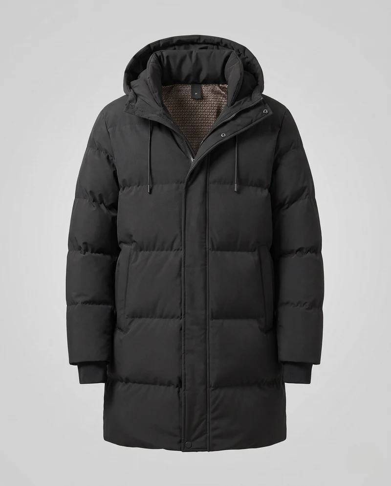 Damen Lange Steppjacke mit Kapuze Nord Taschen