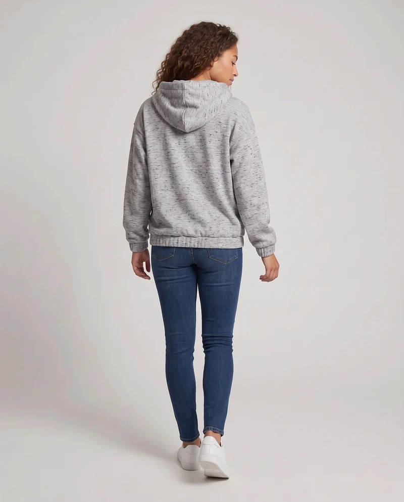 Damen Lässige Kapuzensweatshirt mit Knopfdetails Nord Taschen