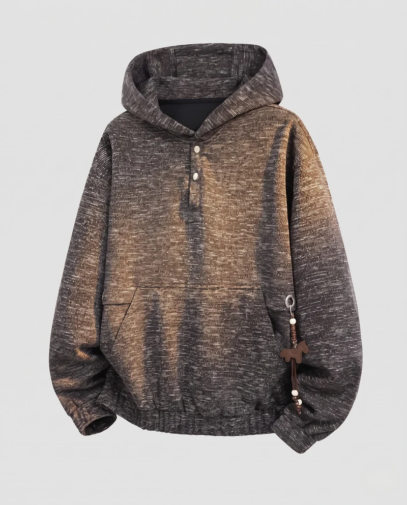 Damen Lässige Kapuzensweatshirt mit Knopfdetails Nord Taschen