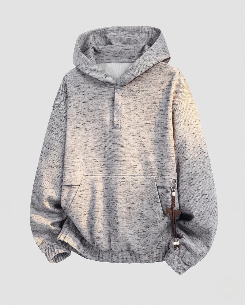 Damen Lässige Kapuzensweatshirt mit Knopfdetails Nord Taschen