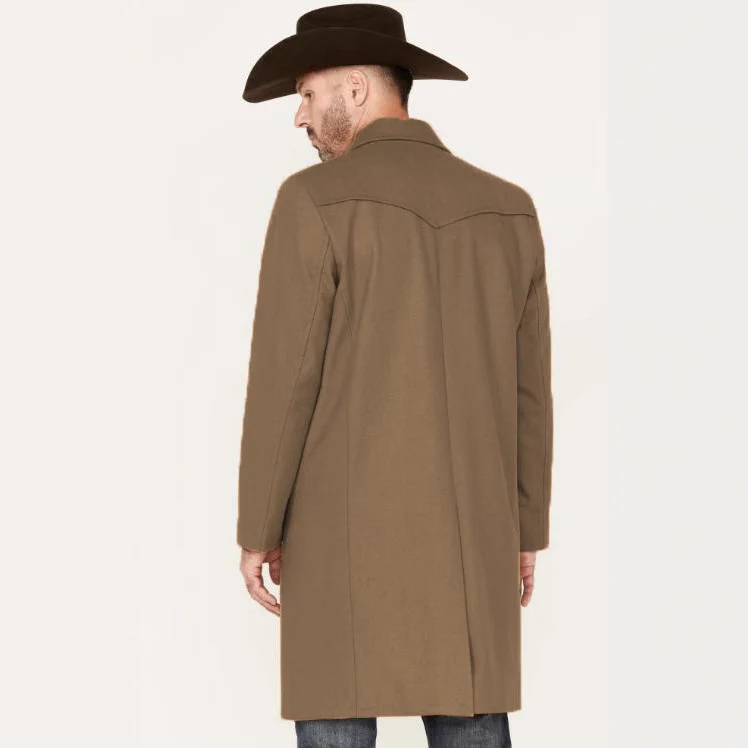 Herren Lang geschnittener Wollmantel mit Westernpasse und Pattentaschen Nord Taschen
