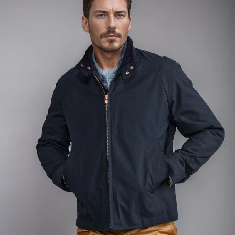 Herren Kurzjacke im Blousonstil mit Cordkragen und Metallreißverschluss Nord Taschen
