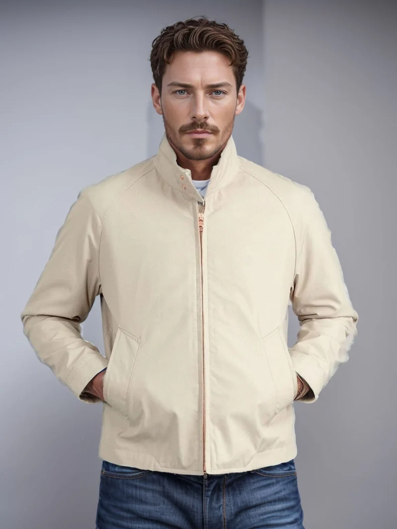 Herren Kurzjacke im Blousonstil mit Cordkragen und Metallreißverschluss Nord Taschen