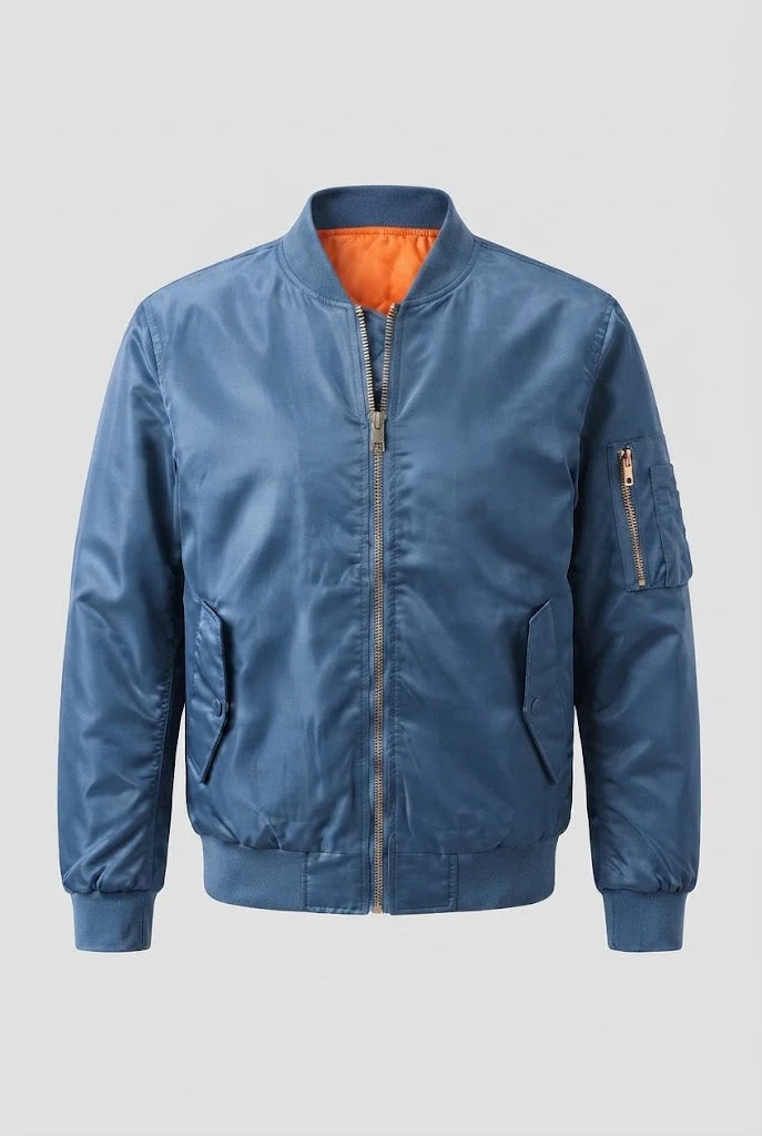 Herren glänzende Nylon-Bomberjacke mit gesteppter thermischer Fütterung Nord Taschen