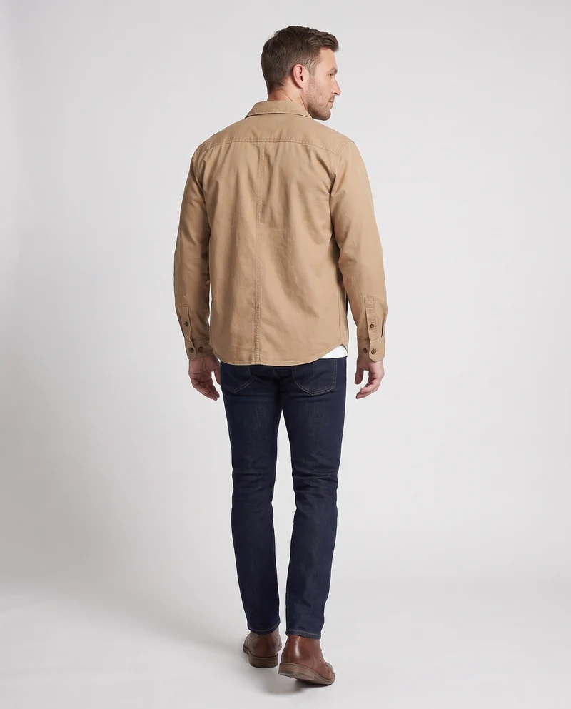 Herren Hemdjacke-Blouson aus Baumwollmix mit Taillennaht und leichter Canvasstruktur Nord Taschen