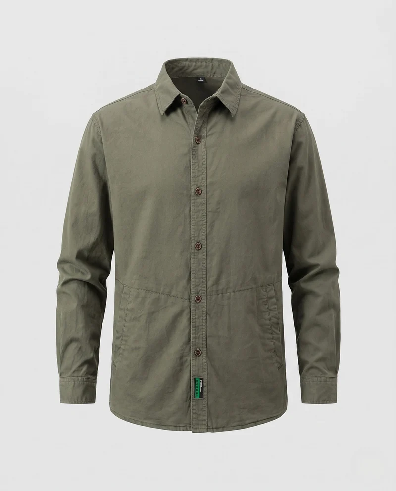 Herren Hemdjacke-Blouson aus Baumwollmix mit Taillennaht und leichter Canvasstruktur Nord Taschen
