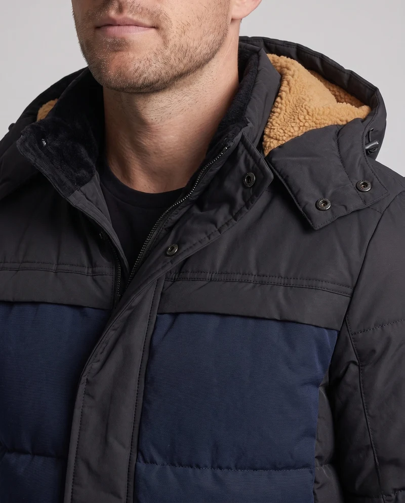 Damen gesteppte Parka mit Teddy-Futter und meliertem Vorderteil Nord Taschen