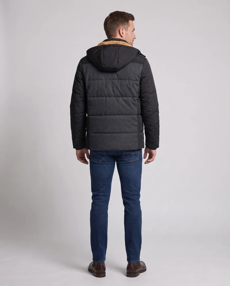 Damen gesteppte Parka mit Teddy-Futter und meliertem Vorderteil Nord Taschen