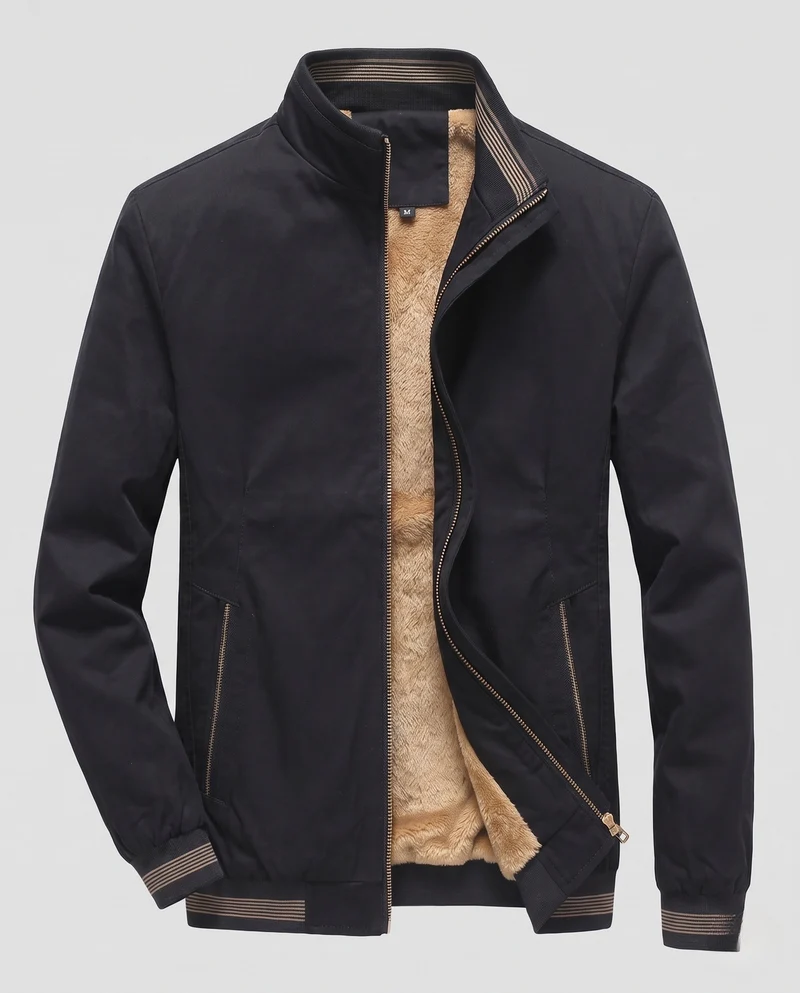 Herren gepolsterte Bomberjacke mit warmem Teddy-Futter und elastischen Rippbündchen Nord Taschen