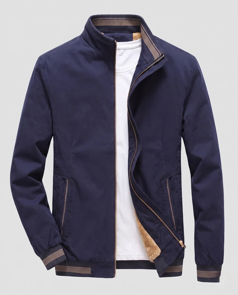 Herren gepolsterte Bomberjacke mit warmem Teddy-Futter und elastischen Rippbündchen Nord Taschen