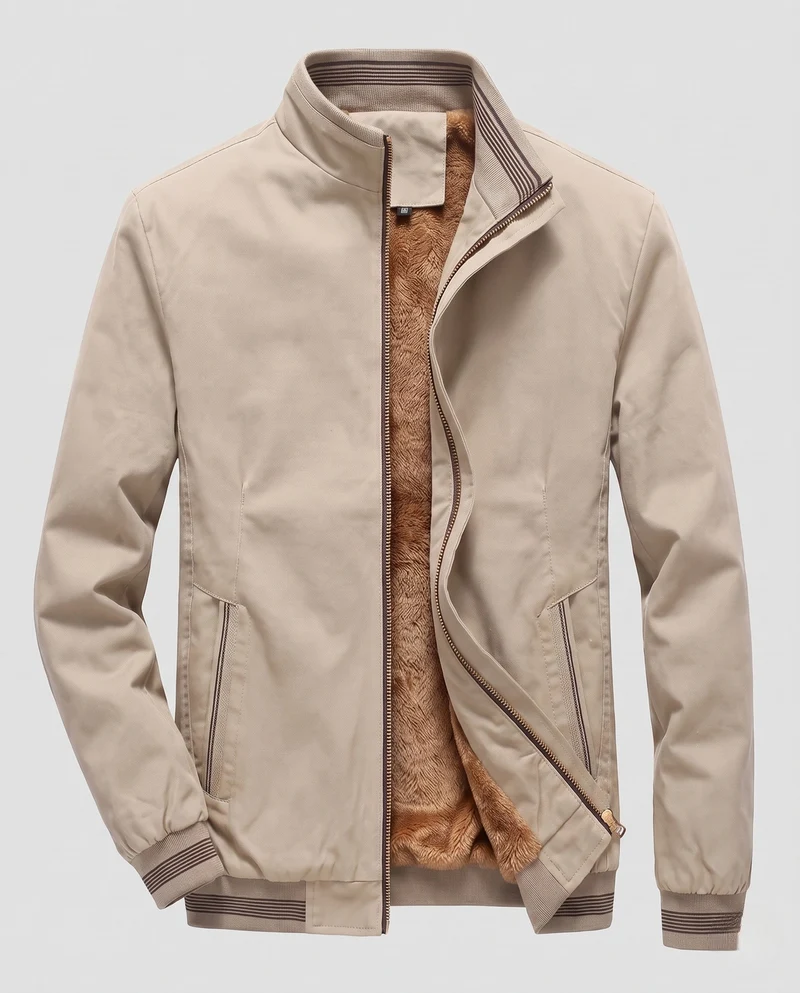 Herren gepolsterte Bomberjacke mit warmem Teddy-Futter und elastischen Rippbündchen Nord Taschen