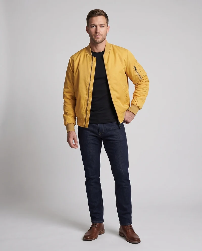 Herren gepolsterte Bomberjacke im Aviator-Stil mit Ärmelutilitytasche und gepolstertem Thermofutter Nord Taschen