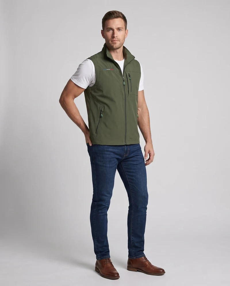 Herren Leichtgewichts Utility Weste mit Reißverschlusstaschen und Stehkragen Nord Taschen