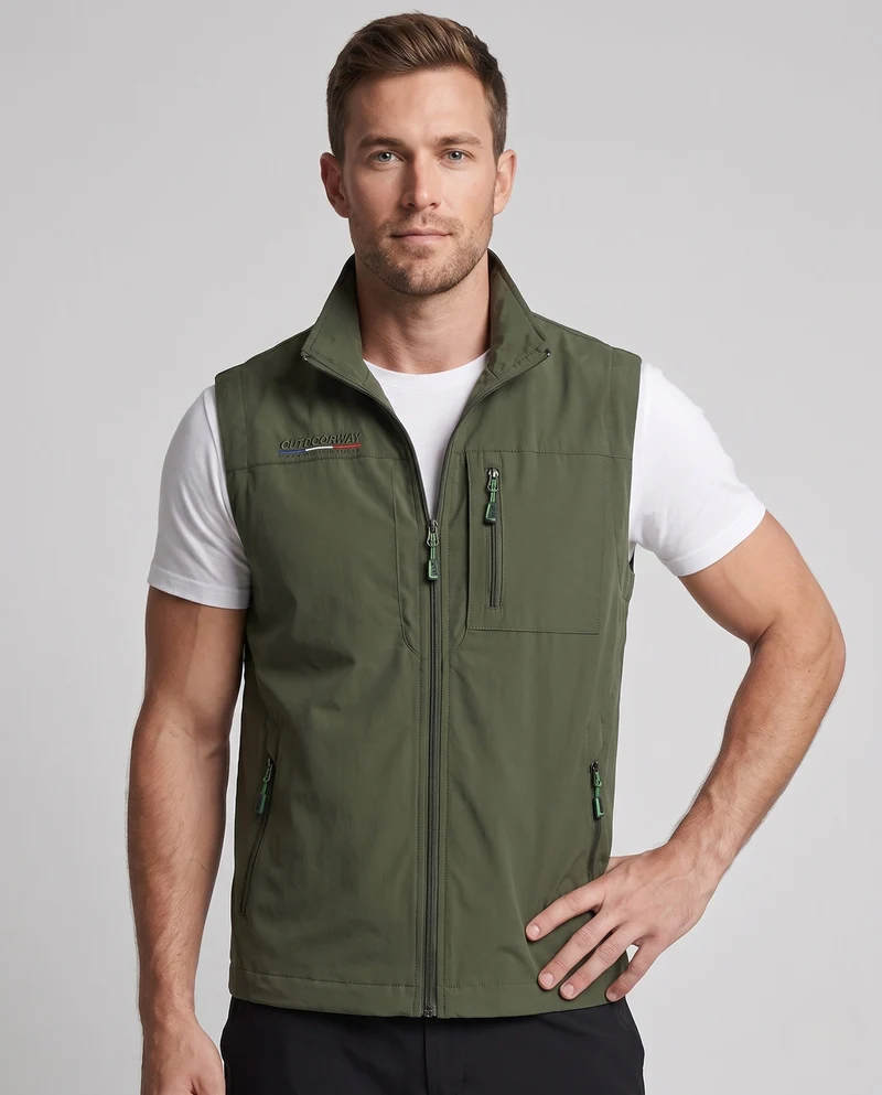 Herren Leichtgewichts Utility Weste mit Reißverschlusstaschen und Stehkragen Nord Taschen