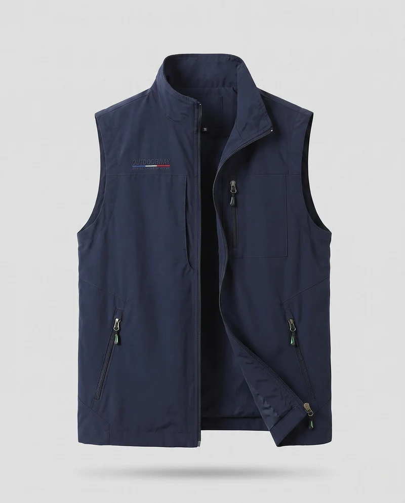 Herren Leichtgewichts Utility Weste mit Reißverschlusstaschen und Stehkragen Nord Taschen