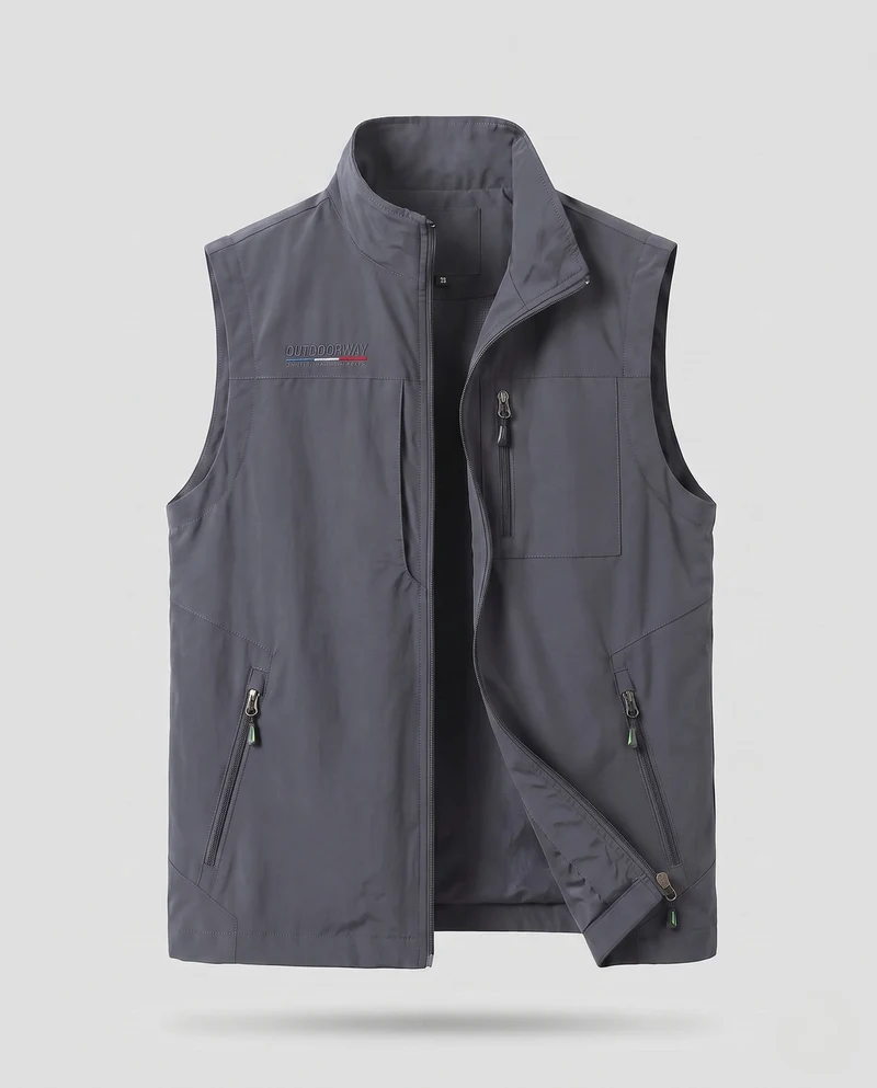 Herren Leichtgewichts Utility Weste mit Reißverschlusstaschen und Stehkragen Nord Taschen